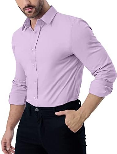 Мъжки Стрейчевые Ризи ZAFUL Без Бръчки, Однотонная Ежедневно в памучна Риза с копчета и Дълъг ръкав