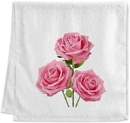 Кърпи ALAZA Pink Rose Flower Flroal, Кърпи за ръце, Памук за Баня 16x30 инча, Впитывающее Меко и приятно