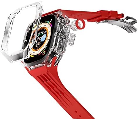 KQOO 49 ММ Комплект модификация за Носене Каишка за Apple Watch 49 мм Силикон Каишка Прозрачен Калъф за Спортен