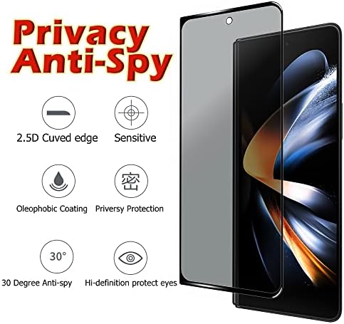 Защитно фолио Ytaland Privacy Screen Protector за Samsung Galaxy Z Fold 4, [2] Защитен слой от закалено стъкло, без мехурчета