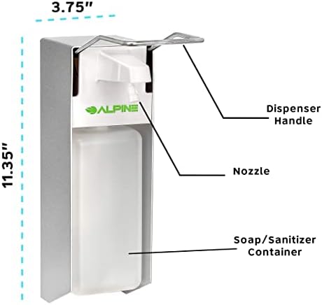 Alpine Опаковка дезинфектант за ръце на Лактите Press - Стенен монтаж опаковка сапун от неръждаема стомана за намаляване на контакт в болницата, офиса, ресторанта и баня?