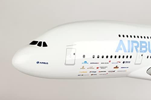 Модел на самолет на Ivelin Skymarks Еърбъс House Colors A380-800, с Дървена Поставка и механизъм (мащаб 1/100), бял