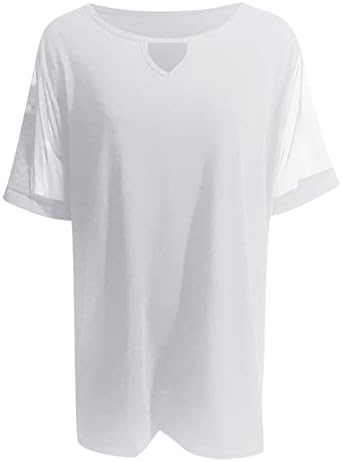 Ежедневни Ризи, Дамски Дамски Лятна Тениска С Мрежесто Ръкав Модни Блузи Ризи С замочной дупка Топ Плътен Цвят Случайни Среден