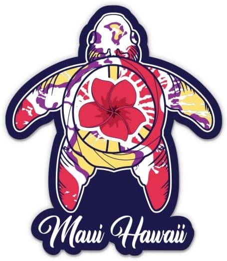 Етикети с костенурката Мауи, Хавай - 2 опаковки, 3-инчов стикери - Водоустойчив винил за колата, телефон, бутилки с вода,