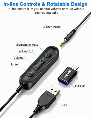 Новата слушалка bee USB с превръщането микрофон на 270 °, Компютърни Слушалки с вградено управление, Стерео уредба