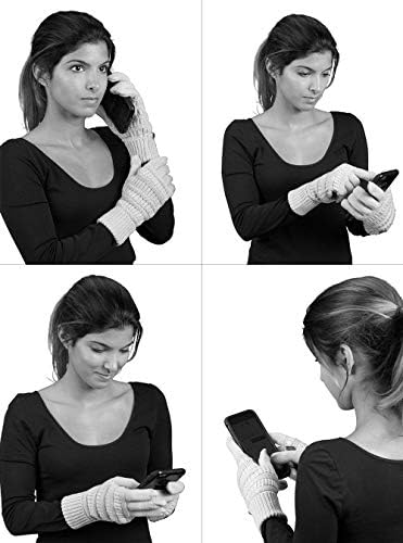 Шапчица с завязками във формата на конска опашка, Безкраен шал и Ръкавици за текстови съобщения - Черен