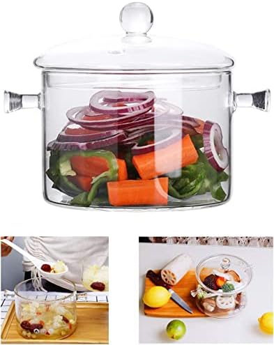 Стъклена Тенджера за приготвяне на храна - 2 л / 67 грама, съдове, ръчно изработени от устойчиви на топлина borosilicate