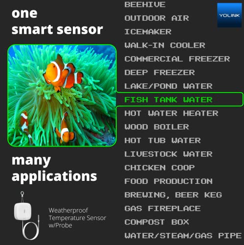 Сензор за екстремно висока/ниска температура на течността, на Въздуха, на повърхността YoLink, защитен от атмосферни влияния, от сондата, обхват на действие на 1/4 Миля,