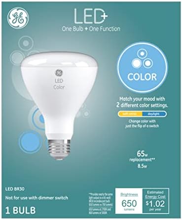 Led лампа-прожектор на GE Lighting LED +, с променящ се цвят, 2 настройки за цвят, не се изисква приложение или Wi-Fi, дистанционно