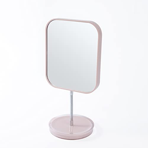 XPXKJ 7-Инчов Огледало за грим с гъвкава Гъши Врата, Огледало със Свободното Въртене на 360 °, Двупосочно на Площада на Десктоп огледало (Розово)