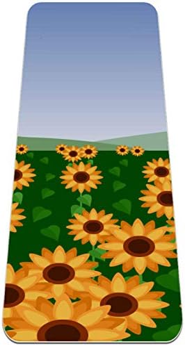 Дебела подложка за йога Siebzeh Sunflowers and Sky Премиум-клас, в екологично Чист Гумена подложка за здраве и фитнес, нескользящий