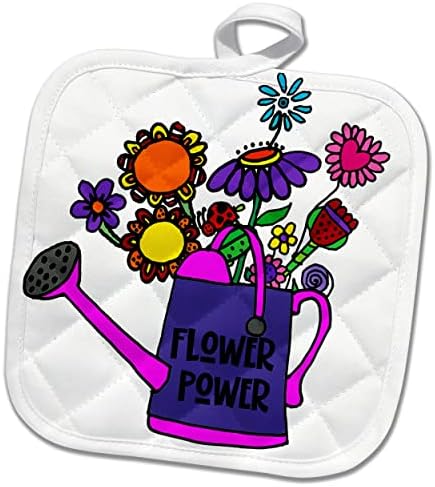 3dRose Забавни Смешни Градински цветя в лейке Flower Power Cartoon - кухненски ръкавици с чертеж (phl-362935-1)
