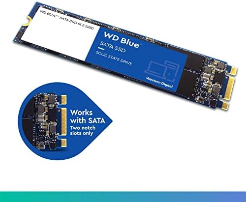 Вътрешен твърд диск Western Digital 2TB WD Blue 3D NAND за PC - SATA III 6 Gb / s, M. 2 2280 до 560 MB/сек - WDS200T2B0B
