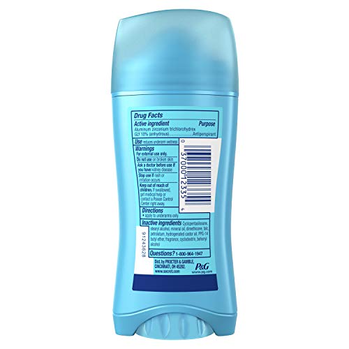 Таен против изпотяване и Дезодорант за жени, Прозрачно чисто Невидимото твърдо вещество, 2,6 грама (опаковка от 6 броя)