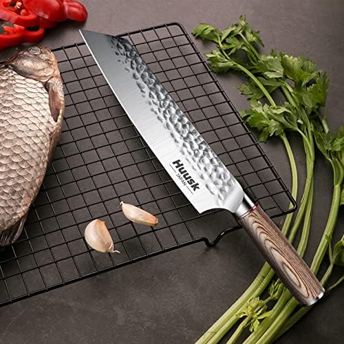 Японски нож Huusk 8-Инчов Професионален Нож от Високо Стомана Ръчно Коване Kiritsuke, Остър Нож За Рязане на Месо, Риба, Суши,