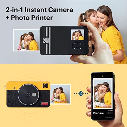 Цифров фотоапарат миг печат KODAK Mini Shot 2 Retro 4PASS 2-в-1 и фотопринтер (2,1x3,4 инча) + комплект от 68
