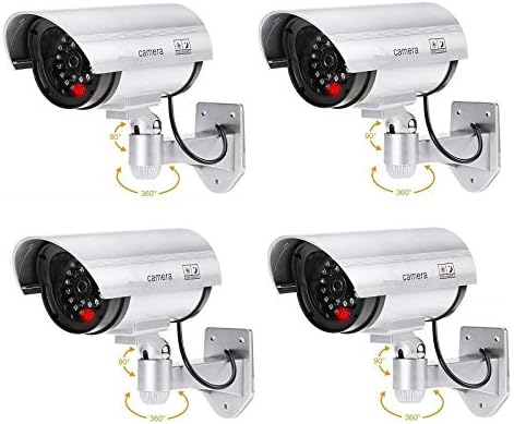 Aqtus 4шт Външно Наблюдение Фалшива IP Камера за Вътрешно Наблюдение Камера за Сигурност Фалшив Нощен камера с LED Light Safe
