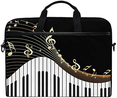 Музикалното Златна Клавиш на Пиано Музикална Нота 13 13,3 14 Инча Лаптоп Чанта През Рамо за Носене Ръкав