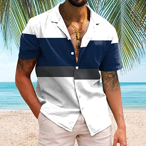 Мъжки Хавайска Риза С Къси Ръкави и Принтом Копчета, Летни Плажни Ризи С Цветен Модел, Тениски за Тропическа