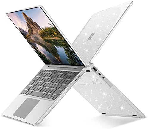 Калъф за 12,4-инчов лаптоп Microsoft Surface Go 2/1 2020-2022 година на издаване (за модели: 2013 г. и 1943), Защитен твърд калъф с капаче, Калъф за клавиатура, Прозрачен с пайети.