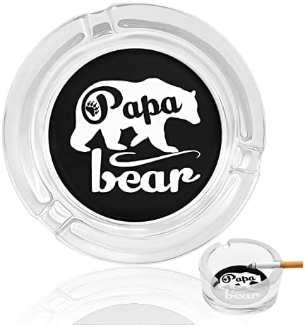 Стъклен Пепелник Papa Bear за Цигари и Пури Класически Кръгли Пепелници от Прозрачен Кристал