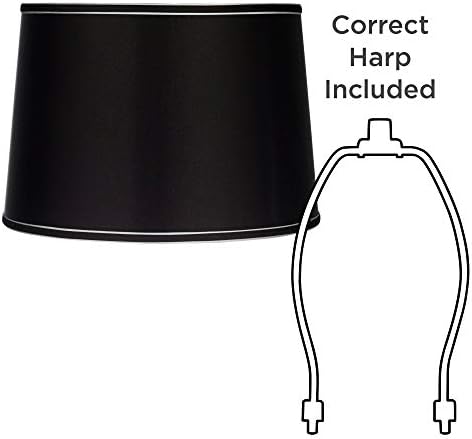 Sydnee Collection Сатен Черен Лампа за лампи среден размер 14 Отгоре x 16отдолу x 11с наклон x 11 На височина (Паукообразный),