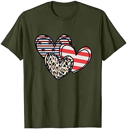 Дамски Ризи, тениски с кръгло деколте и принтом под формата на три Сърца, Мъжки Пуловер с Къси Ръкави в Деня