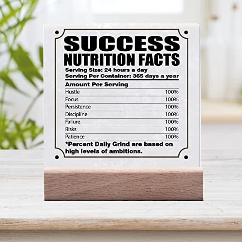 Факти за храненето на Успеха Настолна Декоративна Керамична Плоча с Дървена стойка Мотивационен Знак за Декор на