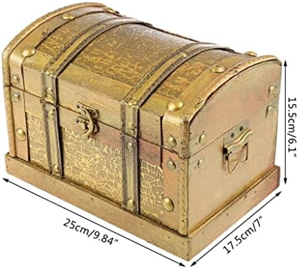 LDCHNH Ретро Дървена Кутия за Десктоп Украса Съкровище Реколта Кутия За Съхранение Калъф За Спомен Вечерни Игри Декорация