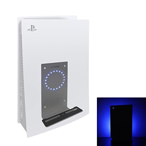 [Updated] Алуминиево монтиране на стена PJCOLL за PlayStation 5 С led подсветка, не се нуждае от допълнителен инструмент, Съвместим с PS5 Disc и Digital, за бетонни стени и гипсокартон