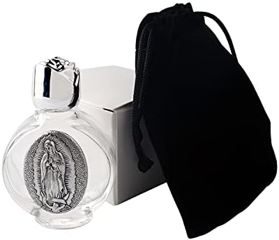 Стъклена бутилка за Светена вода Luomu обем 0,5 л със Сребрист капак и Сребърно изображение на Свети Семейство