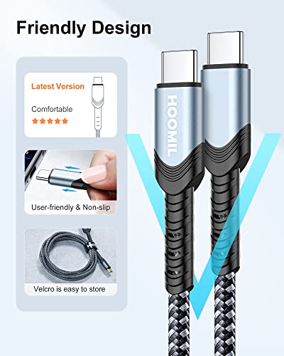 USB кабел C HOOMIL [6,6 фута, 2], USB Кабел C-C USB за бързо зареждане Type C, кабел за зареждане кабел за MacBook