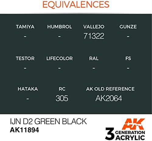 Акрилни бои AK 3Gen въздухоплавателни средства AK11894 IJN D2 Зелено-черен (17 мл)