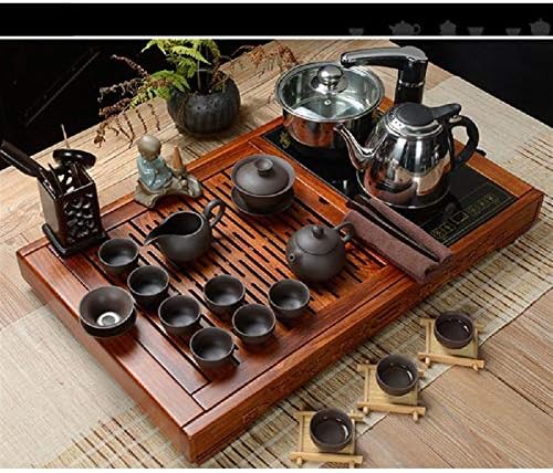 Чаен поднос за Чай сервировочный тава за Китайската чаена церемония Гунфу Чай Набор от кунг-фу Дренажен тип Чаша Чиния (Цвят: