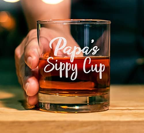 CARVELITA Papa's Sippy Cup - Чаша за уиски Papa - 11 грама, Антична Чаша с надпис Бърбън Rocks На рождения Ден на татко