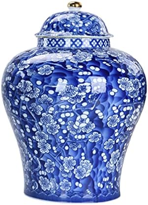 Луксозна Банка за джинджифил Китайската Цвете Керамични Банка на Синьо-Бялата Порцеланова Керамична Ваза с Цветя