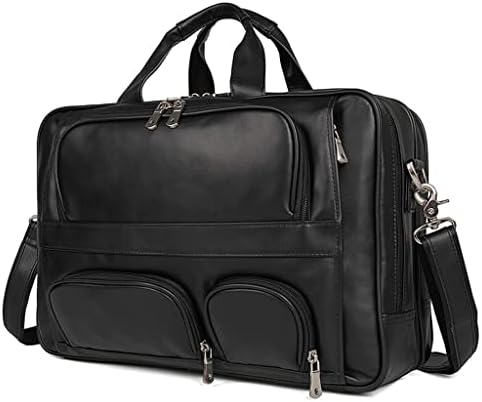SDFGH Голям Кафе, Черен Кафяв Кожен Мъжки портфейл Офис чанти-незабавни посланици 17 Куфарче за лаптоп (Цвят: черен