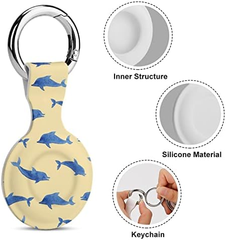Защитен калъф с дизайн на делфини, съвместим с AirTag, анти-изгубен локатор, държач за чантата си, багаж, яка, котки,