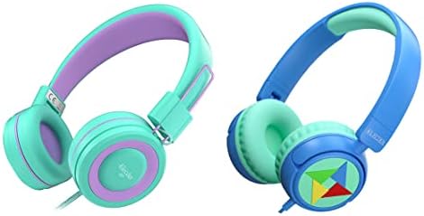 Комплект детски слушалки ELECDER за деца, Момичета, Момчета, Юноши, Регулируеми, Сгъваеми Слушалки в ушите