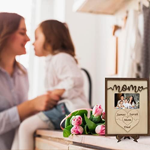 Подарък за Деня На Майката За мама, Персонални Табела с Надпис за Името на Семейството, Обичай Парчета Пъзел във формата на