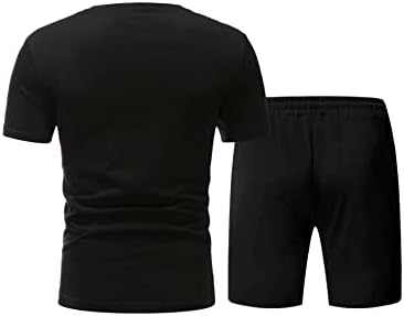 OYOANGLE Мъжки Ежедневни Спортен Костюм от 2 теми, Тениска с Къс ръкав и кръгло деколте с графичен Дизайн и къси Панталони