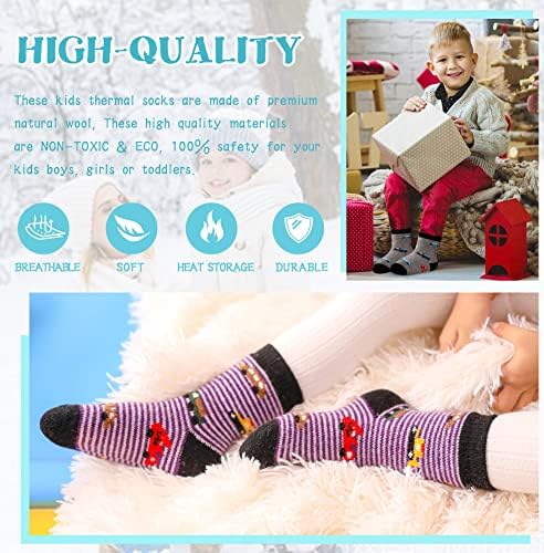 Eocom Детски Вълнени Чорапи Зимни Топли Вълнени Туристически Топли Дебели Обувки Удобни Чорапи за Екипажа за Деца Момчета