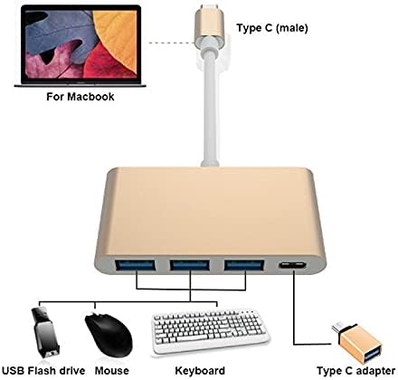 Високоскоростен пренос на данни HOUKAI USB3.0, 5 Gbit/s Type C USB 3.1/PD + 3 * USB 3.0 ХЪБ USB Адаптер Type C Хъб