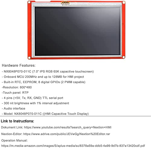Ferwooh 7,0 NX8048P070 Nextion Интелигентен модул HMI USART UART Сериен TFT LCD екран с капацитивен сензорен