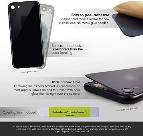 На задното стъкло Cell4less, съвместимо с iPhone 8, С лепило за целия корпус, инструмент за изтриване и широк отвор за камерата,