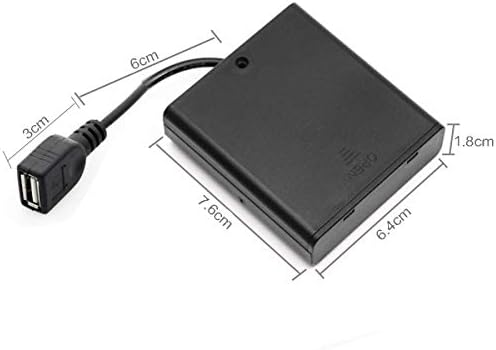 (Опаковка от 2) Държач за 4 батерии тип АА, държач за 4 батерии тип АА, 6 с капак и ключ, с USB-кабел