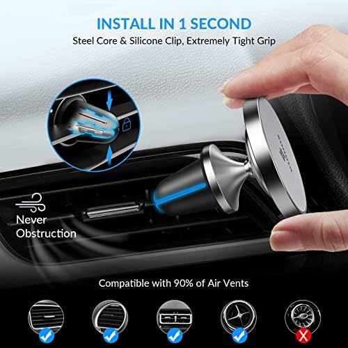 Магнитно Безжично зарядно за Кола за iPhone серия 14/13/12, Кола Вентилационно зарядно устройство от сплав SINDOX,