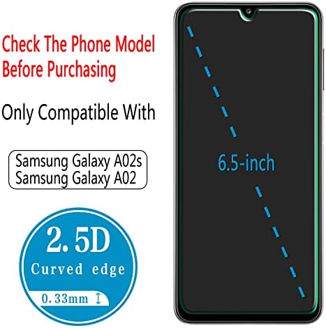 HPTech (2 опаковки) е Предназначен за Samsung Galaxy A02s/Galaxy А02 Защитен слой от закалено стъкло, чувствителна към