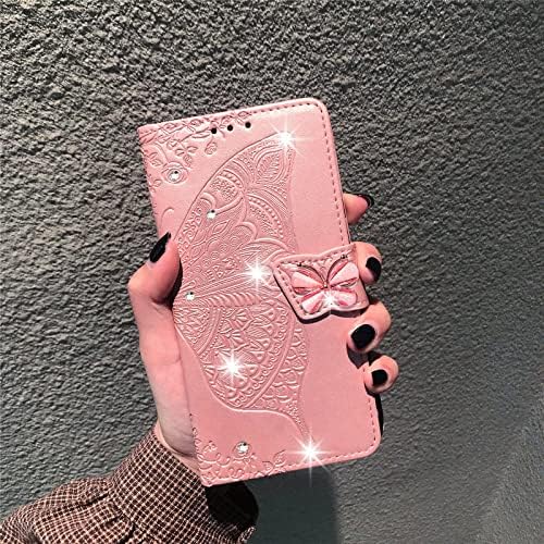 Чанта-портфейл Dinglijia за iPhone 13 Pro Max, Калъф от Изкуствена кожа с шарени пеперуди, Магнитна закопчалка и държач