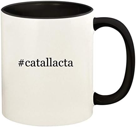 Подарък дрънкулки #catallacta - Хэштег 11 грама, Керамични Цветна Дръжка и Вътрешната част на Кафе Чаши, Черна